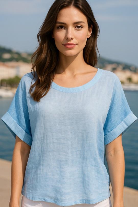 Top Donna Sky blue AMARIA 7222 Efashion Paris