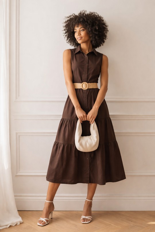 Robes mi-longues Femme Marron AMARIA 9708-INS Efashion Paris