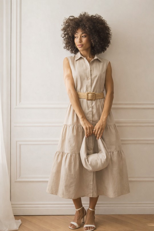 Robes mi-longues Femme Marron AMARIA 9708-INS Efashion Paris