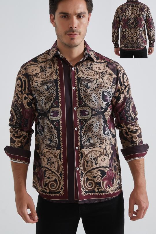 Shirts Men Burgundy Yves Enzo 1506209-09 Efashion Paris