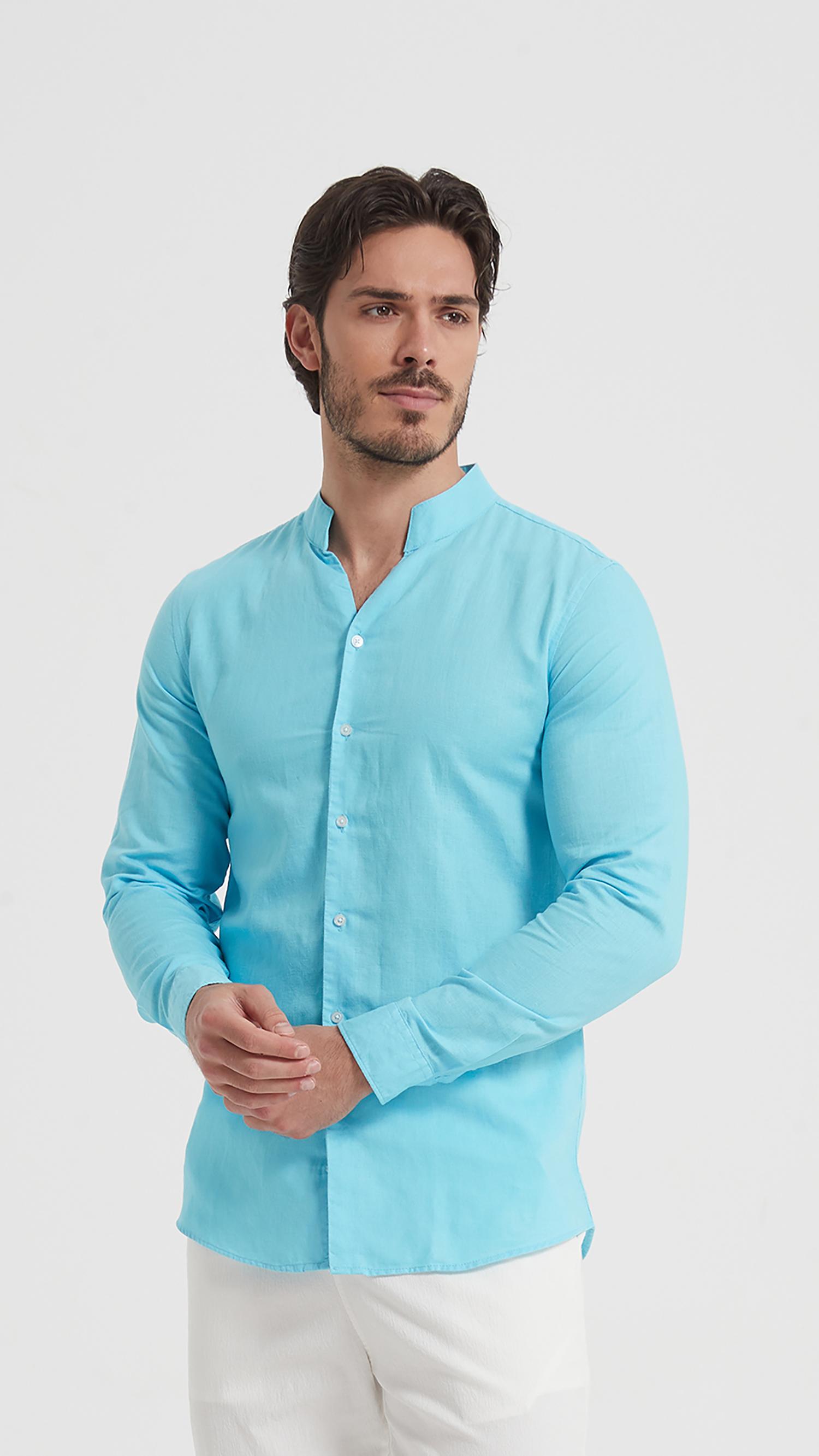 Chemises Homme Turquoise Yves Enzo LIN-61 #c Efashion Paris