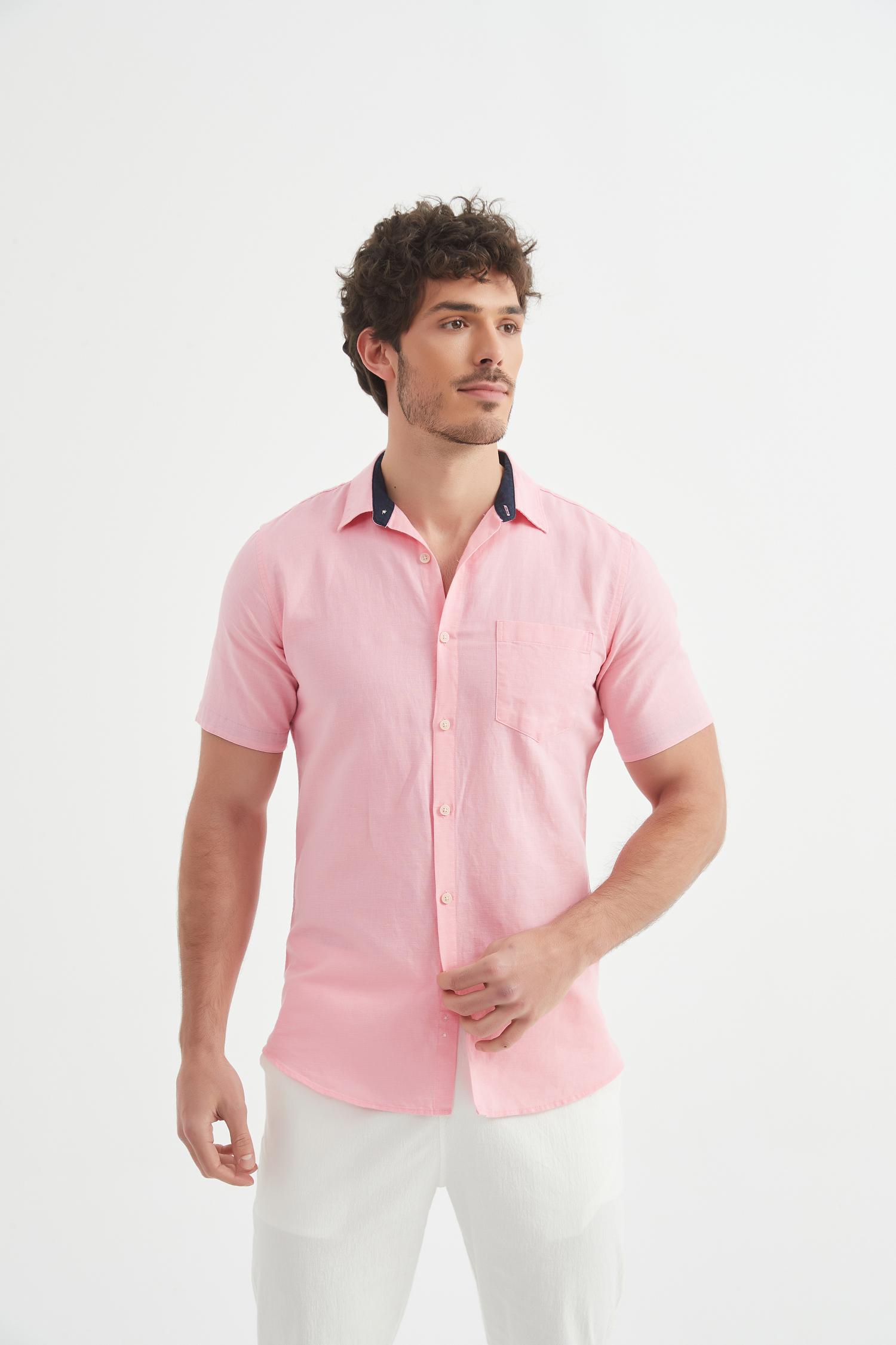 Chemises Homme Rose corail Yves Enzo LIN-90N #c Efashion Paris