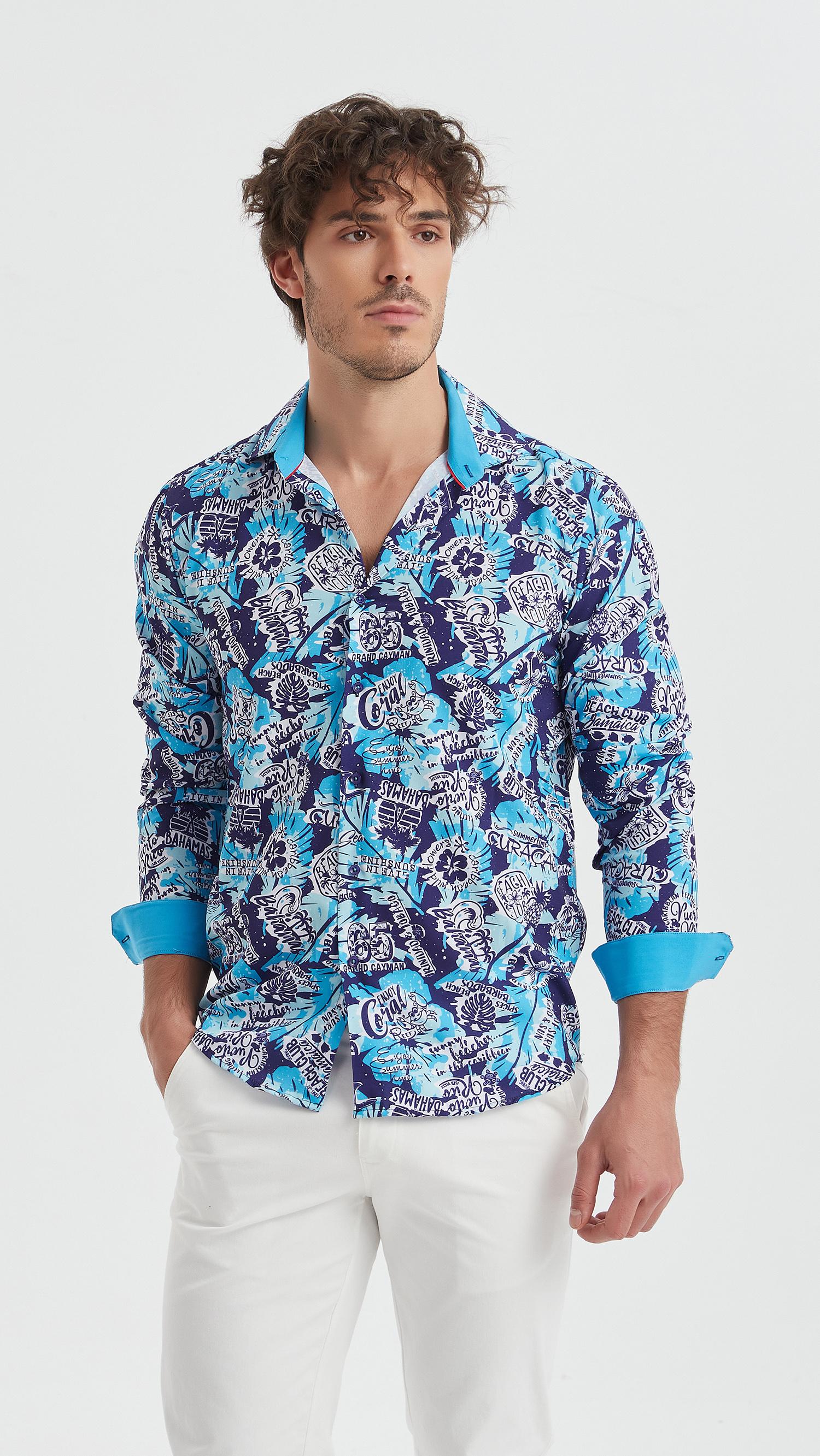 Chemises Homme Turquoise Yves Enzo M0801-04 #c Efashion Paris