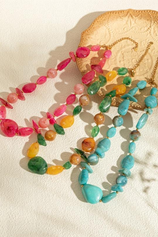 Colliers Accessoires Turquoise COSMOS AD22006-650 Efashion Paris