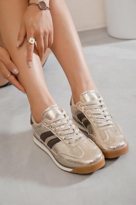 Trainers Shoes Gold Erynn 9171 Efashion Paris