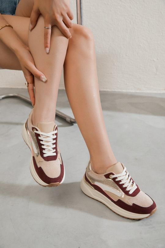 Trainers Shoes Burgundy Erynn 9172 Efashion Paris
