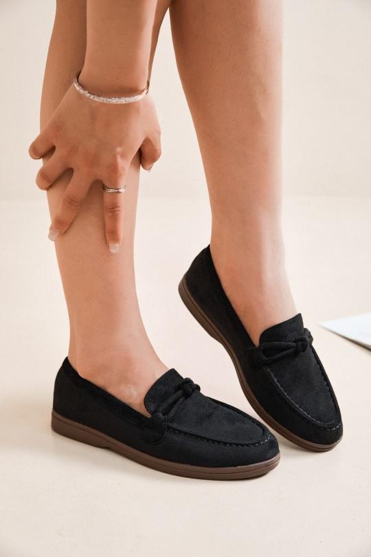 Loafers Shoes Black Erynn JN-137 Efashion Paris