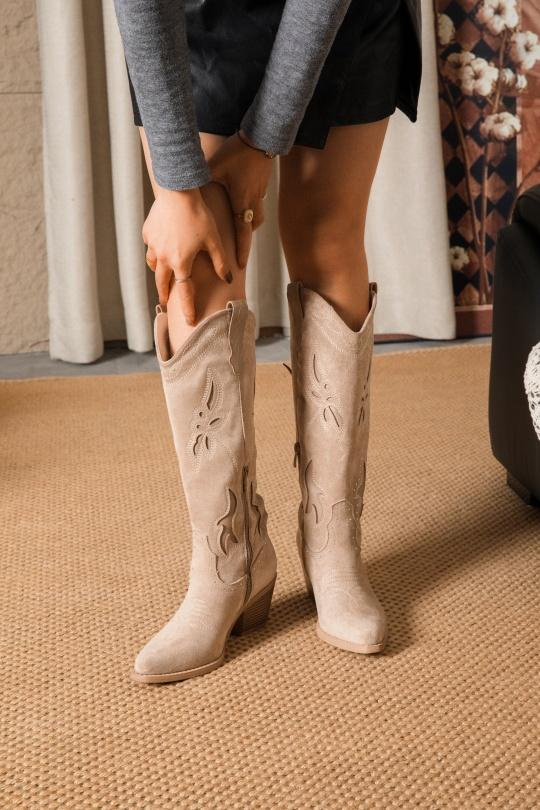 Bottes Chaussures Taupe Erynn RXJ-310 Efashion Paris