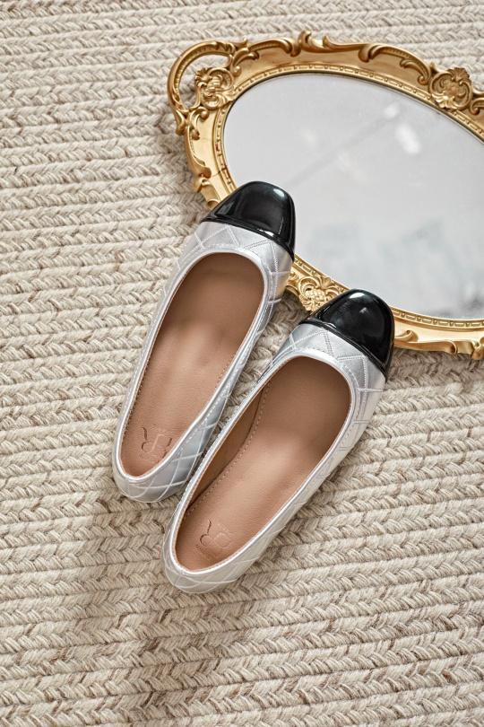 Ballerines Chaussures Argent Erynn GG-80 Efashion Paris