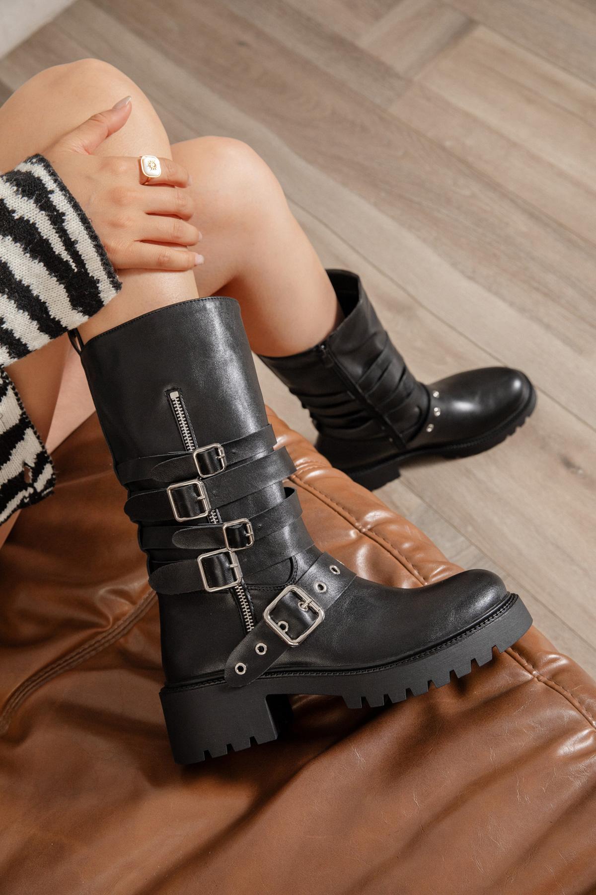 Bottines Chaussures Noir Erynn RXJ-297 #c Efashion Paris