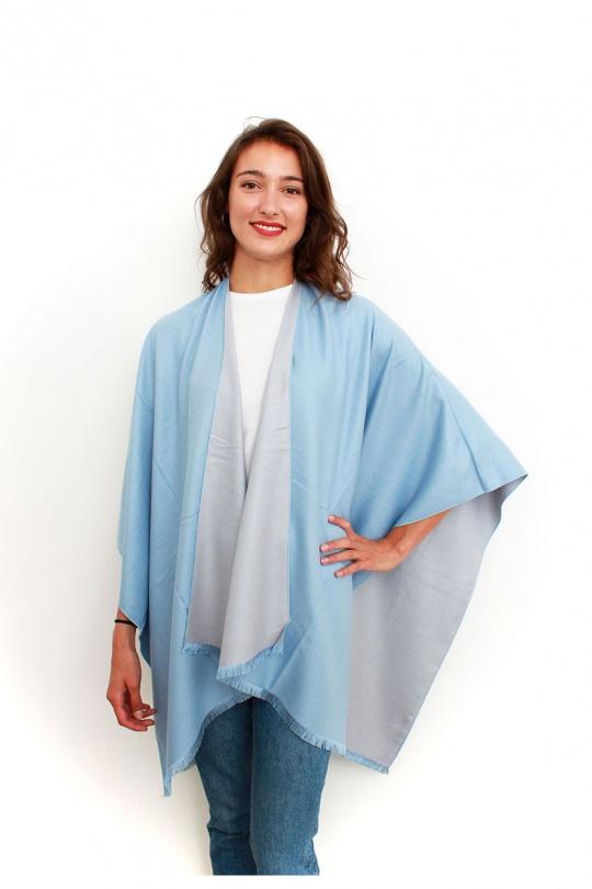 Capes et ponchos Femme Bleu ciel/gris FANLI  CAPE EMMA Efashion Paris