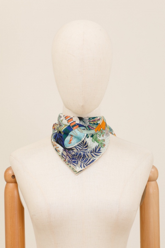 Foulards Accessoires Blanc/Bleu FANLI  CS02 Efashion Paris