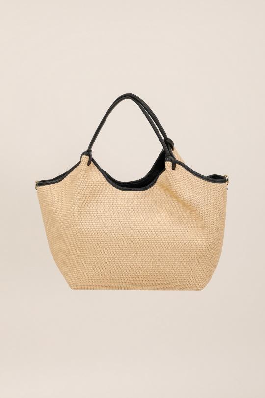 Cabas Maroquinerie Beige/Marron FANLI  1041 Raphias Efashion Paris