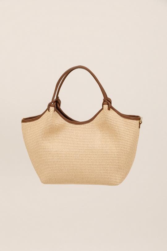 Cabas Maroquinerie Beige/Marron FANLI  1040 RAPHIAS Efashion Paris