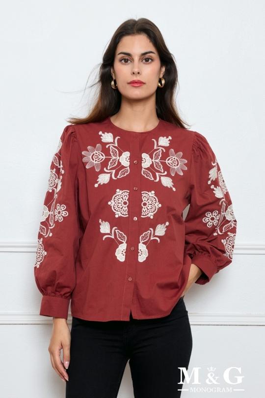 Shirts Women Burgundy M&G Monogram MG 8147 Efashion Paris