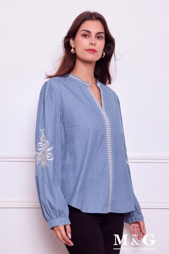 Blouses Women Jean blue M&G Monogram MG 8148 Efashion Paris