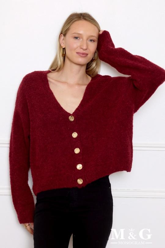 Cardigan Donna Burgundy M&G Monogram MG 3733 Efashion Paris