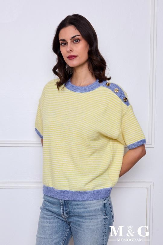 Pulls Femme Jaune clair M&G Monogram MG 3776 Efashion Paris