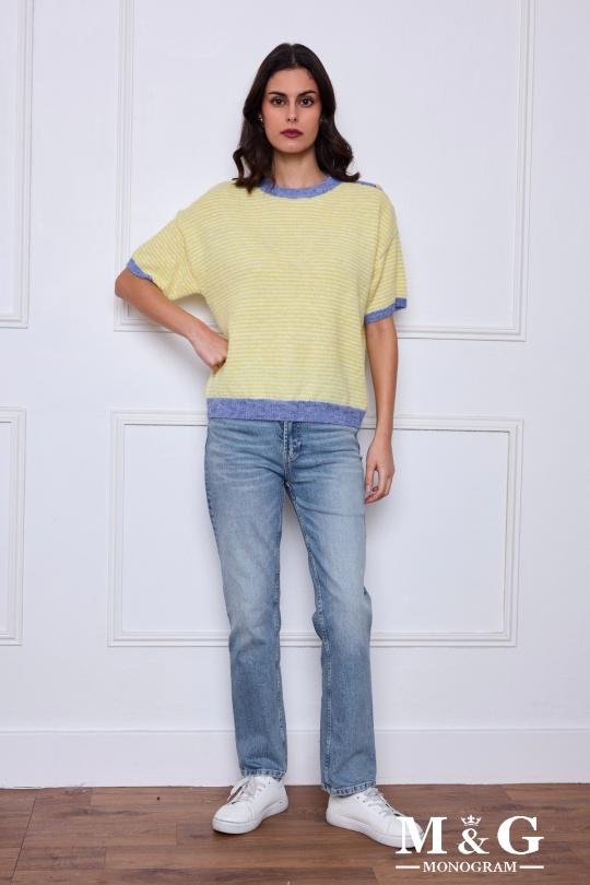 Pulls Femme Jaune clair M&G Monogram MG 3776 Efashion Paris