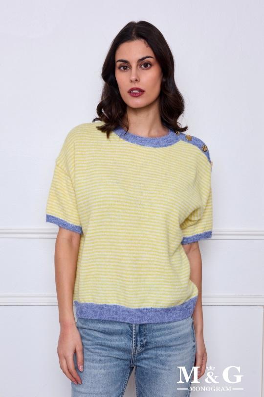 Pulls Femme Jaune clair M&G Monogram MG 3776 Efashion Paris