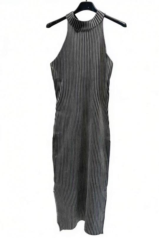 Robes mi-longues Femme Noir MP 6514 Efashion Paris