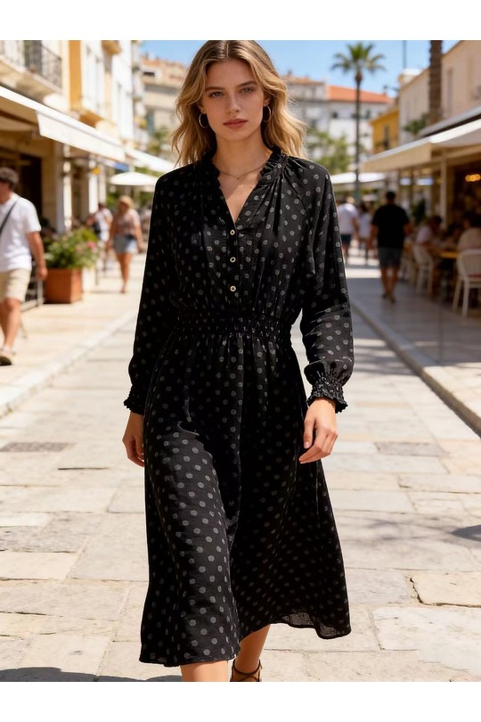 Robes longues Femme Noir MP 22040 Efashion Paris