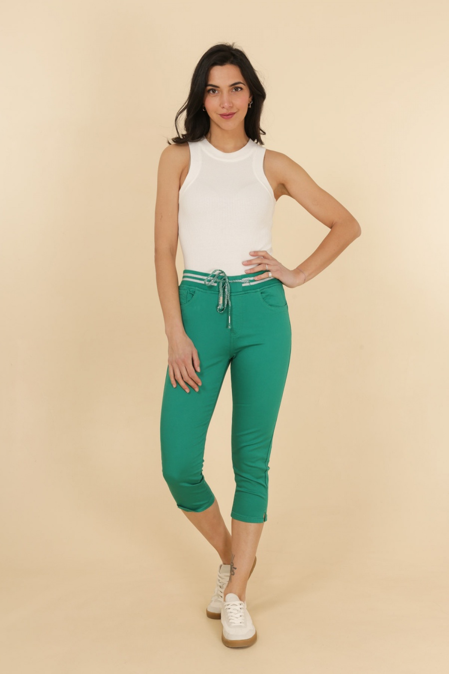 Cropped trousers Women Green Onado ON755 #c Efashion Paris