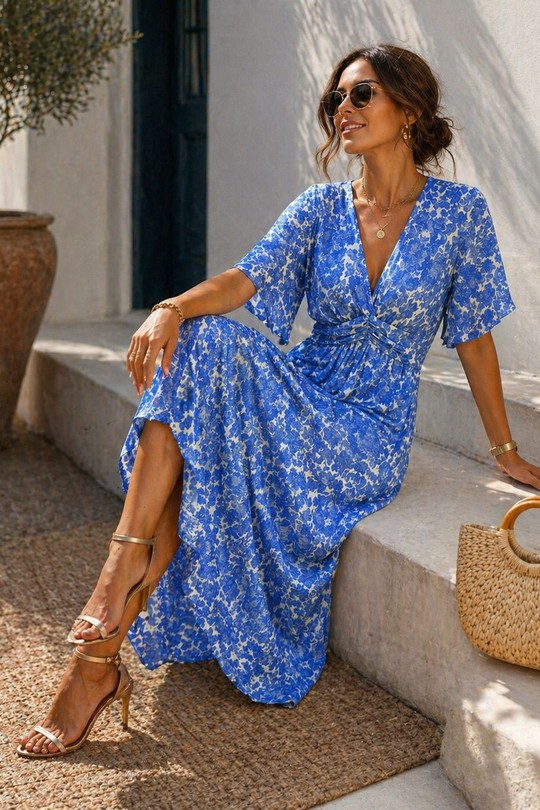 Robes longues Femme Bleu EMMA & ASHLEY DESIGN CH261 Efashion Paris