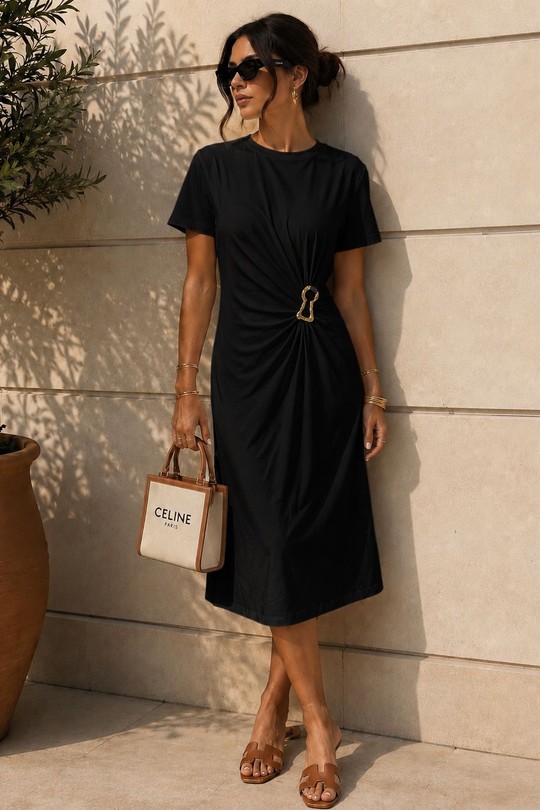 Robes mi-longues Femme Noir EMMA & ASHLEY DESIGN TE372 Efashion Paris