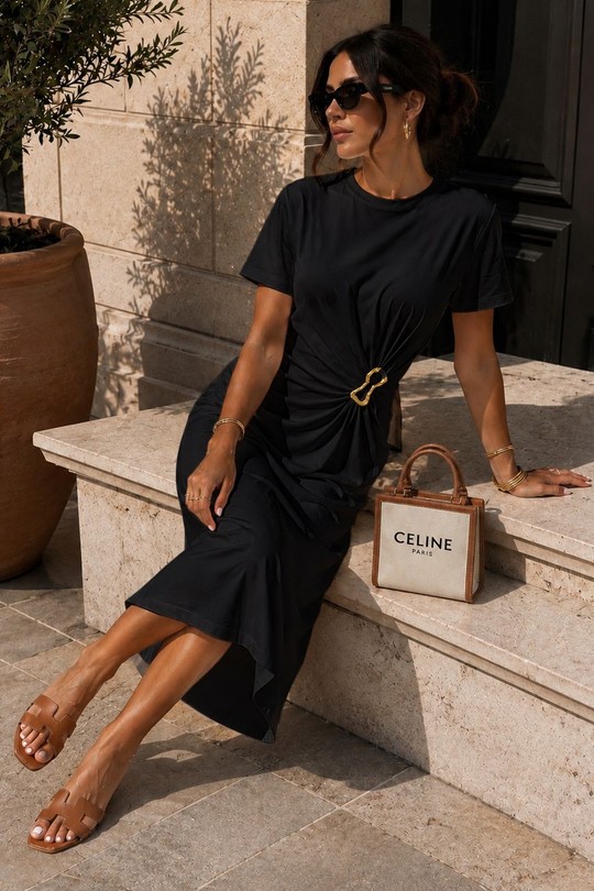 Robes mi-longues Femme Noir EMMA & ASHLEY DESIGN TE372 Efashion Paris