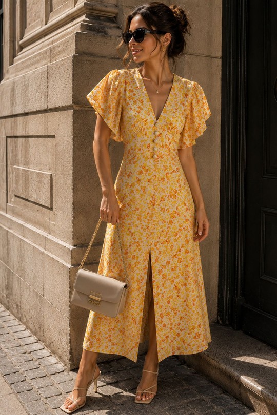 Robes longues Femme Jaune EMMA & ASHLEY DESIGN CH270 Efashion Paris