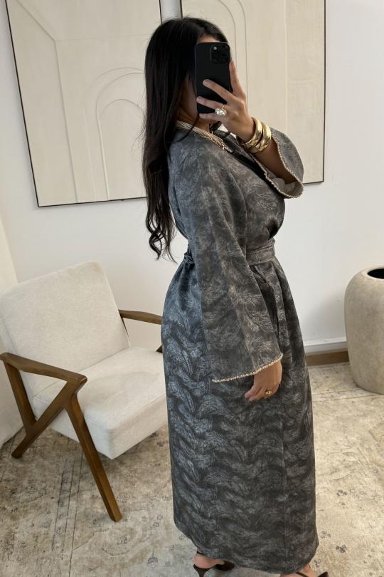 Abaya Femme Noir White Icy  X378 Efashion Paris