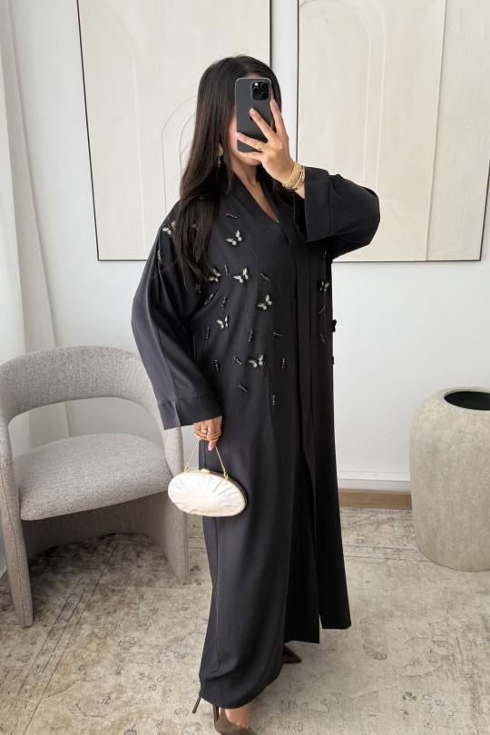 Abaya Femme Noir White Icy  ABAYA H553  Efashion Paris