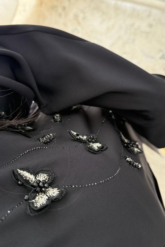 Abaya Femme Noir White Icy  ABAYA H553  Efashion Paris
