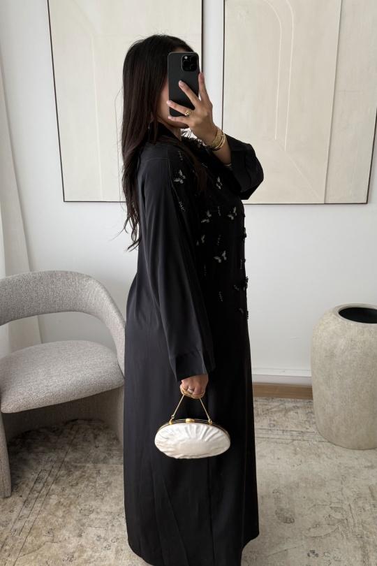 Abaya Femme Noir White Icy  ABAYA H553  Efashion Paris