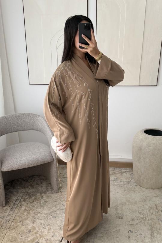 Abaya Femme Taupe White Icy  ABAYA H531 Efashion Paris