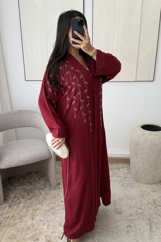 Abaya Femme Taupe White Icy  ABAYA H531 Efashion Paris