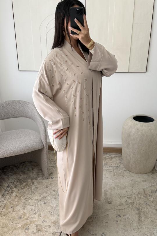 Abaya Femme Taupe White Icy  ABAYA H531 Efashion Paris