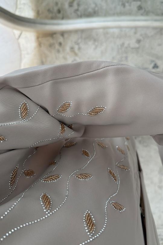 Abaya Femme Taupe White Icy  ABAYA H531 Efashion Paris