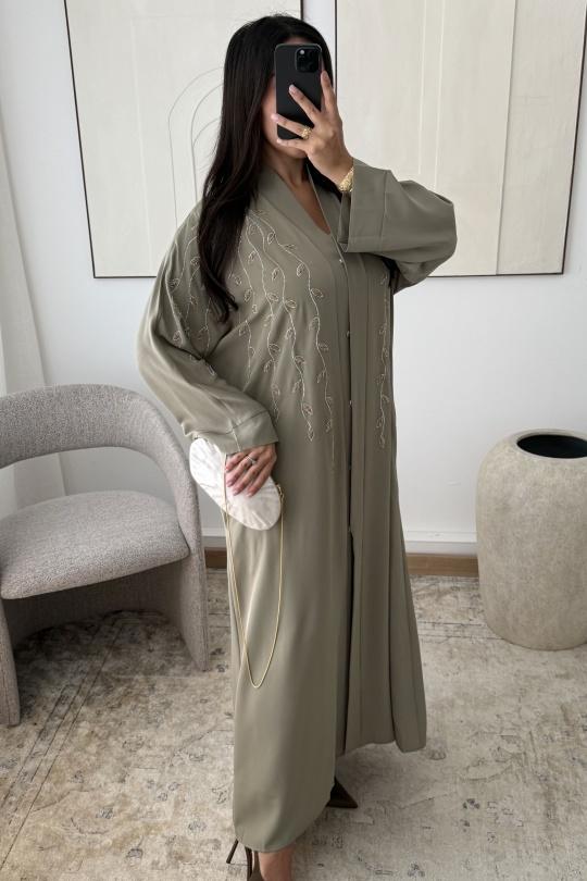 Abaya Femme Taupe White Icy  ABAYA H531 Efashion Paris