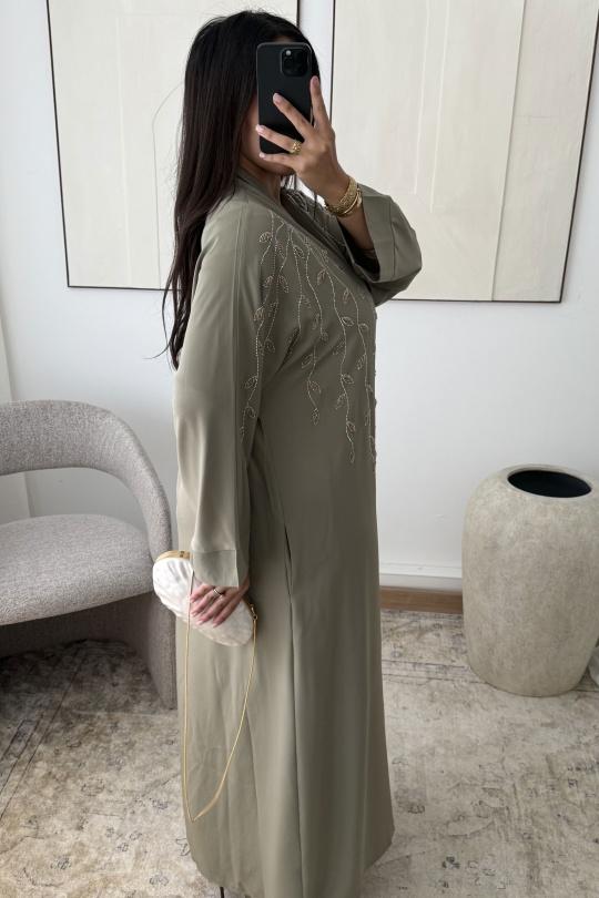 Abaya Femme Taupe White Icy  ABAYA H531 Efashion Paris