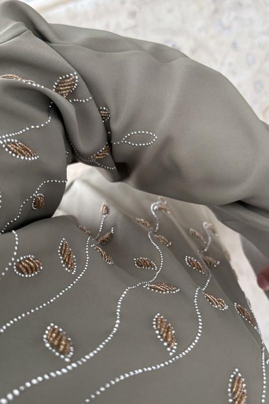 Abaya Femme Taupe White Icy  ABAYA H531 Efashion Paris