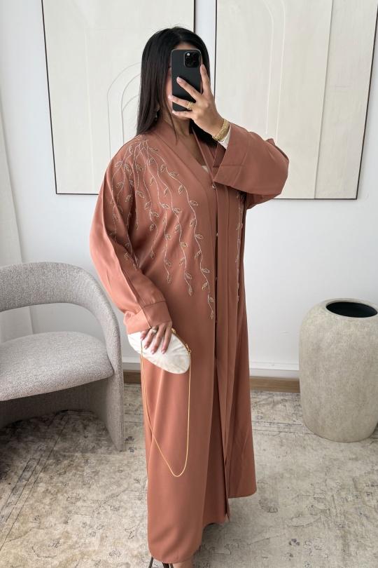 Abaya Femme Taupe White Icy  ABAYA H531 Efashion Paris