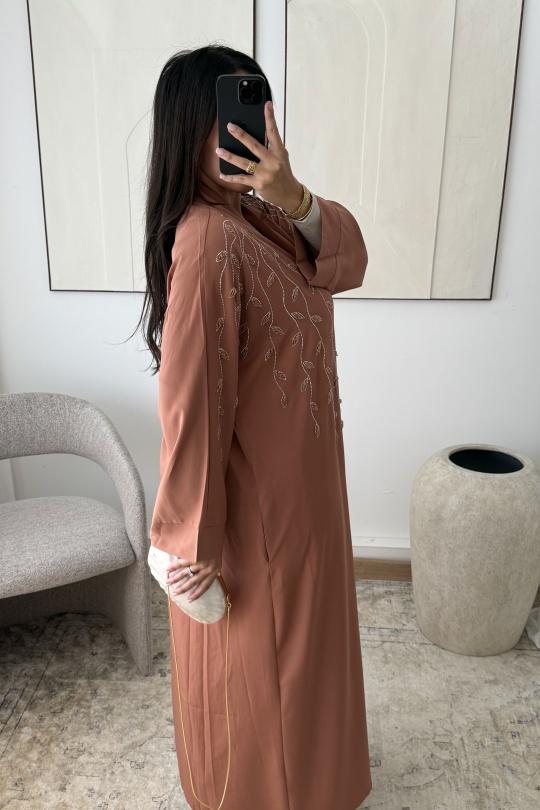 Abaya Femme Taupe White Icy  ABAYA H531 Efashion Paris
