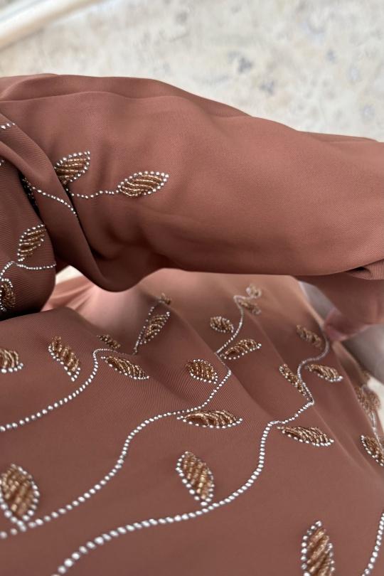 Abaya Femme Taupe White Icy  ABAYA H531 Efashion Paris