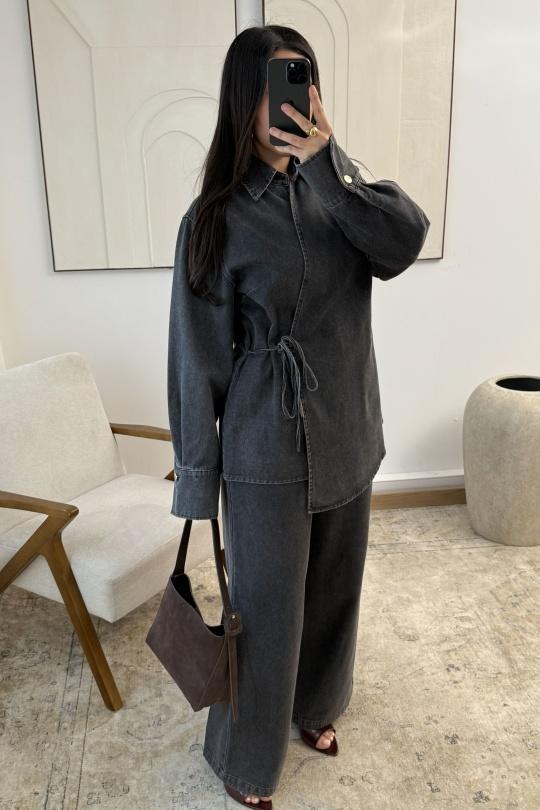 Ensembles Femme Noir White Icy  ENSEMBLE JEAN LÉA B283 Efashion Paris