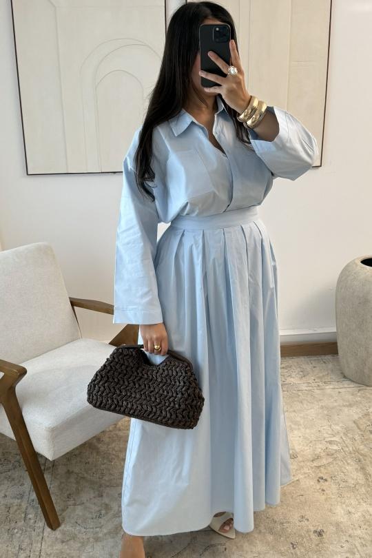 Ensembles Femme Bleu White Icy  ENSEMBLE  COTON PAULINE X398 Efashion Paris