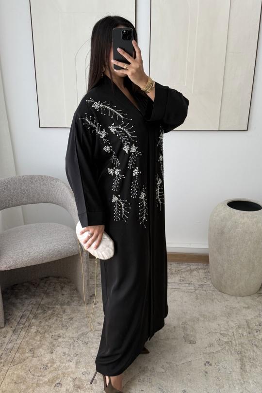 Abaya Femme Bordeaux White Icy  ROBE ABAYA NÉRISSA H548 Efashion Paris