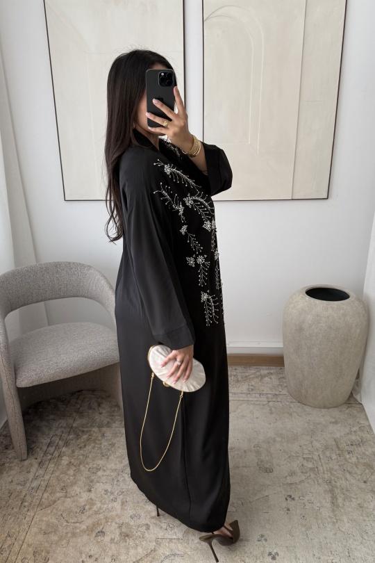 Abaya Femme Bordeaux White Icy  ROBE ABAYA NÉRISSA H548 Efashion Paris