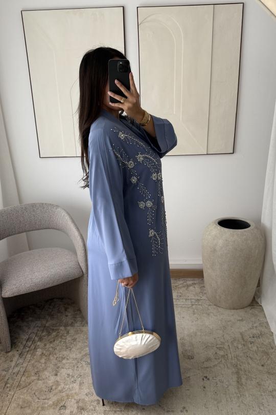Abaya Femme Bordeaux White Icy  ROBE ABAYA NÉRISSA H548 Efashion Paris